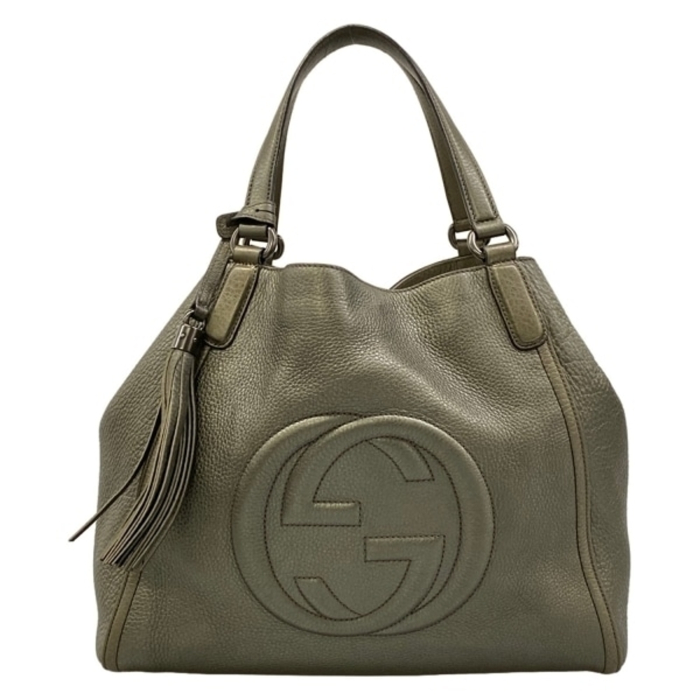 Gucci Tote Bag Soho Cellarius Leather Grey